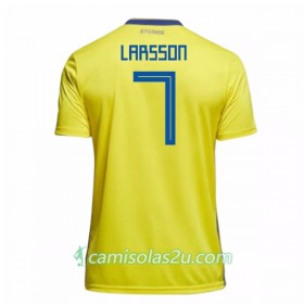 Camisolas de Futebol Suécia Larsson 7 Equipamento Principal Copa do Mundo 2018 Manga Curta